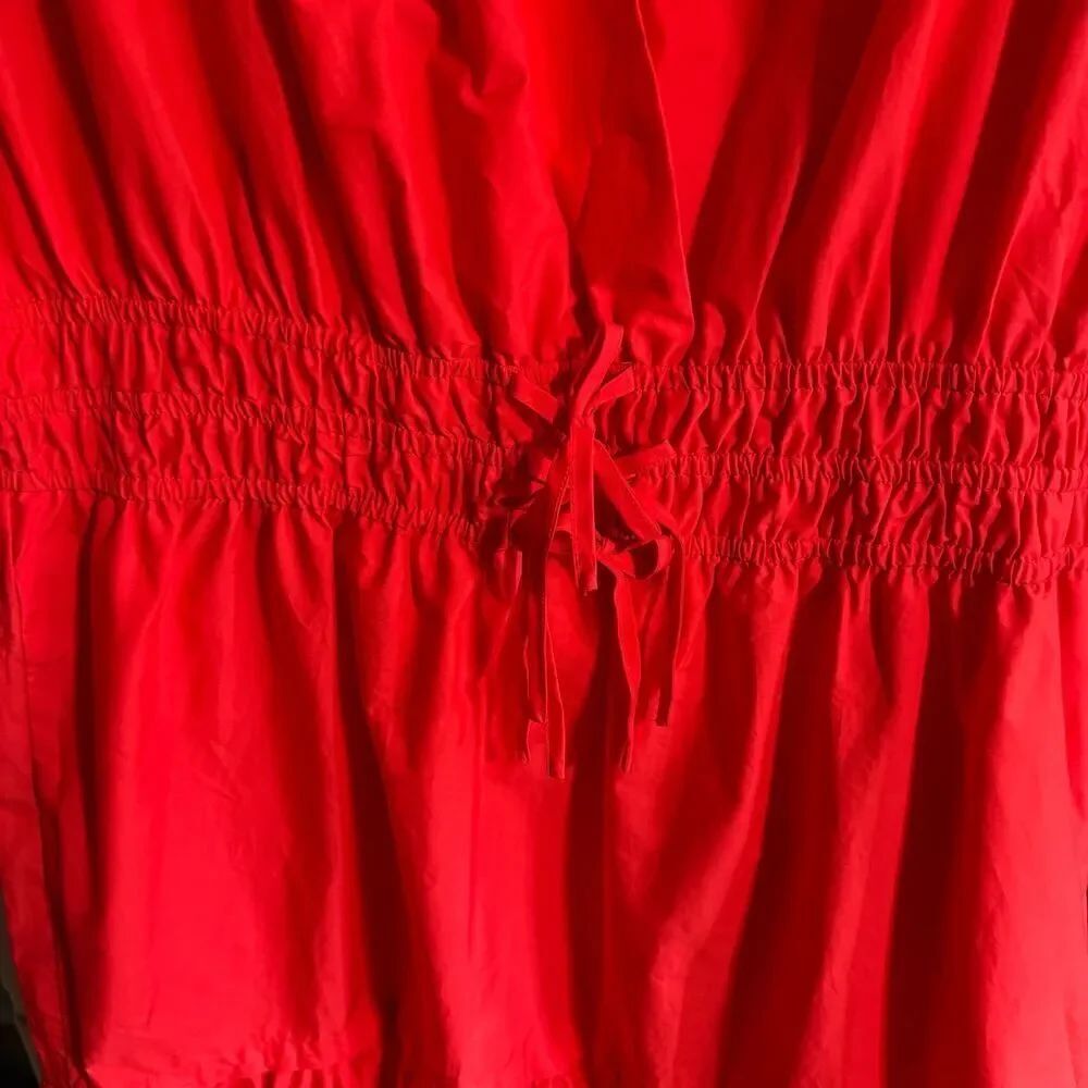 Nicole Miller New York Red Cotton Ruffle Hem Dress Plus Size 1X - Picture 3 of 9
